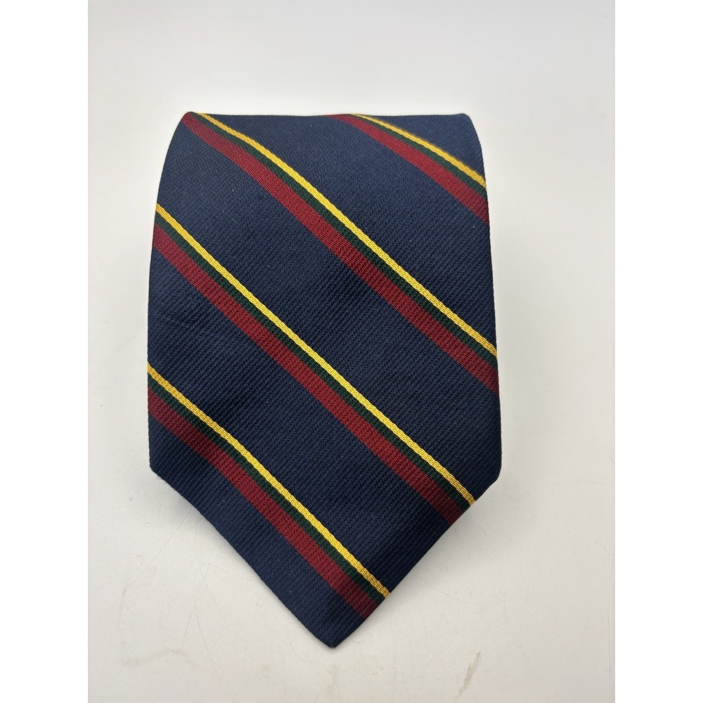Rooster‎ Silk Tie Necktie Blue Red Yellow Repp 3.5" Wide 59" Long England Vtg